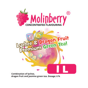 Molinberry  Lychee & Dragon Fruit Premium Green Tea! Concentrate